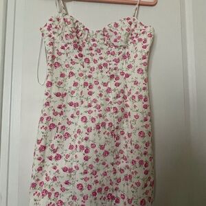 NWT Zara Floral Pink and White Dress, size M